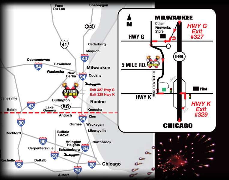 Map to Xtreme Fireworks